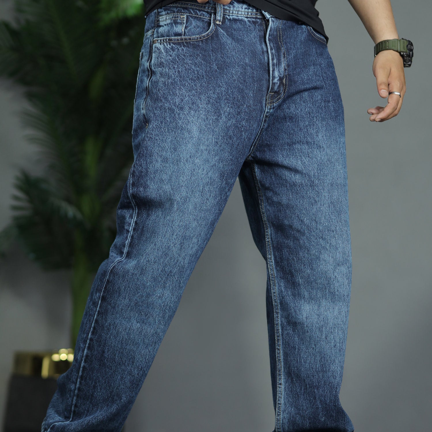 Turbo Remix Fusion Baggy Jeans In Dark Blue