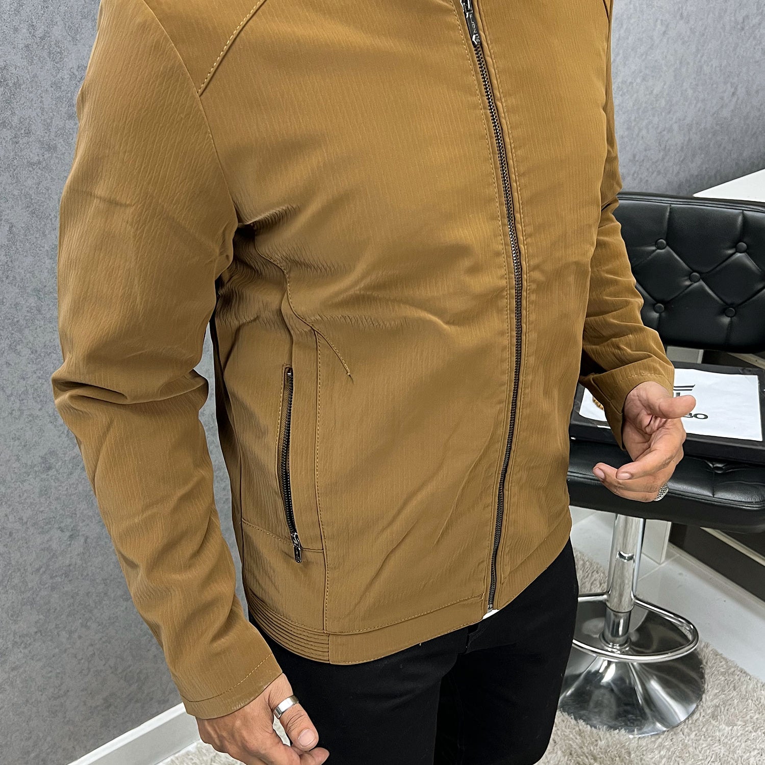 Elegant Plain Men's Imported Suede Leather Jacket