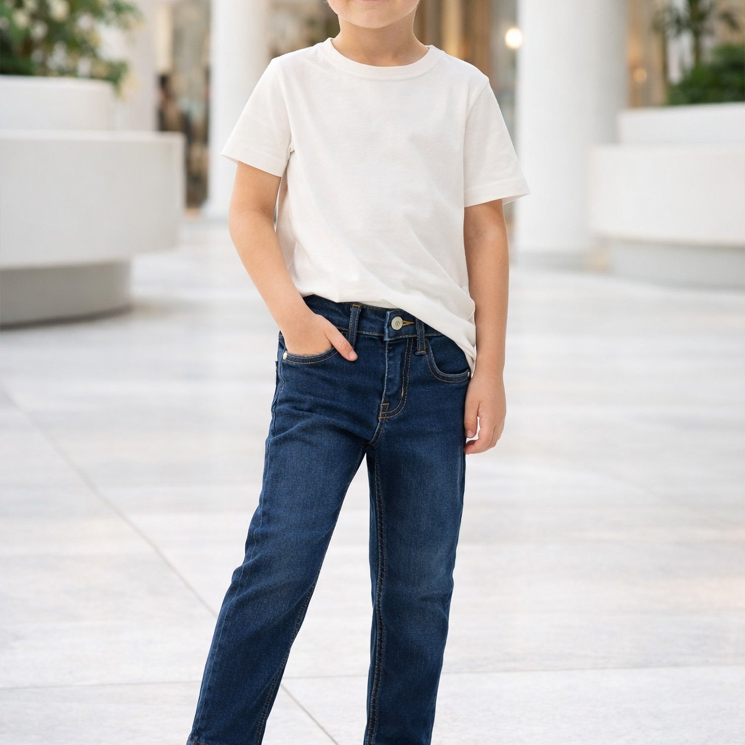 Turbo Straight Fit Jeans For Boys In Dark Navy
