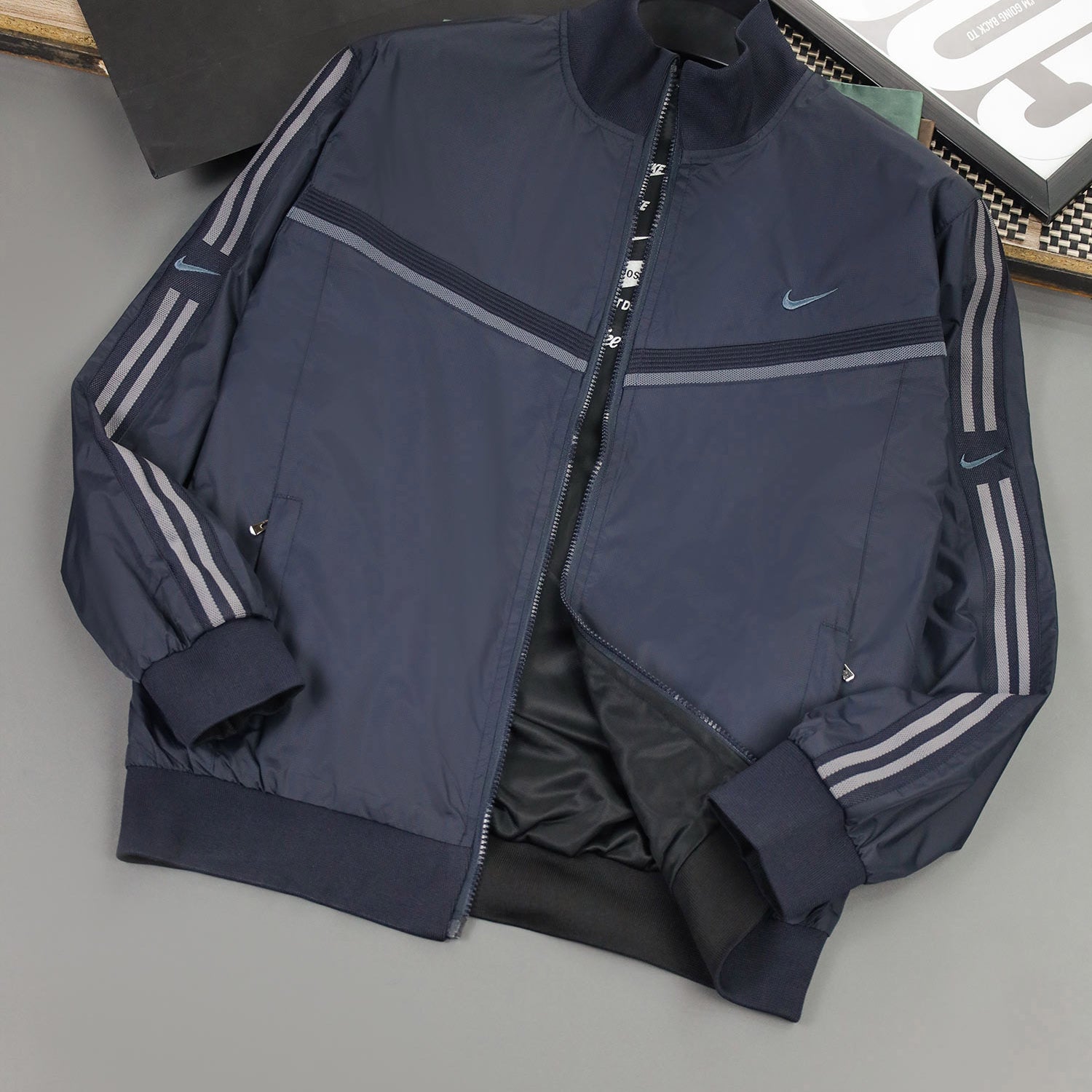 Adds Comfortable Reversible Zip-Up Track Sports Jacket