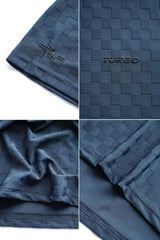 Turbo Checkered Pattern Crew Neck Tee In Dark Blue