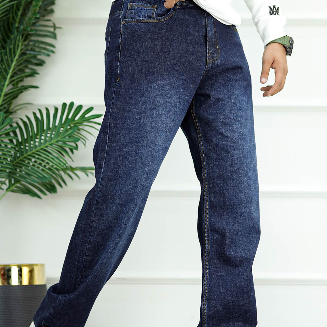 Loose Fit Comfy Denim Turbo Jeans In Dark Navy