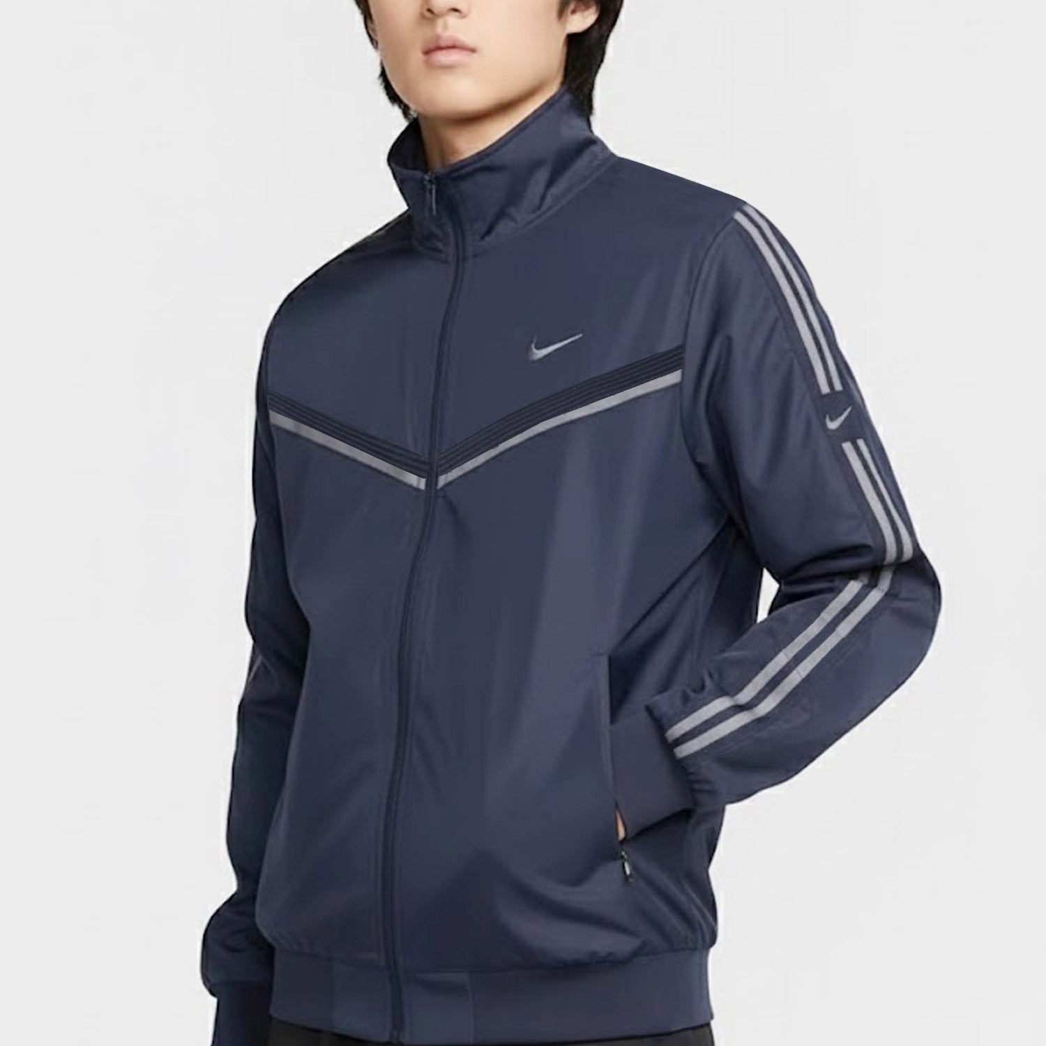 Adds Comfortable Reversible Zip-Up Track Sports Jacket