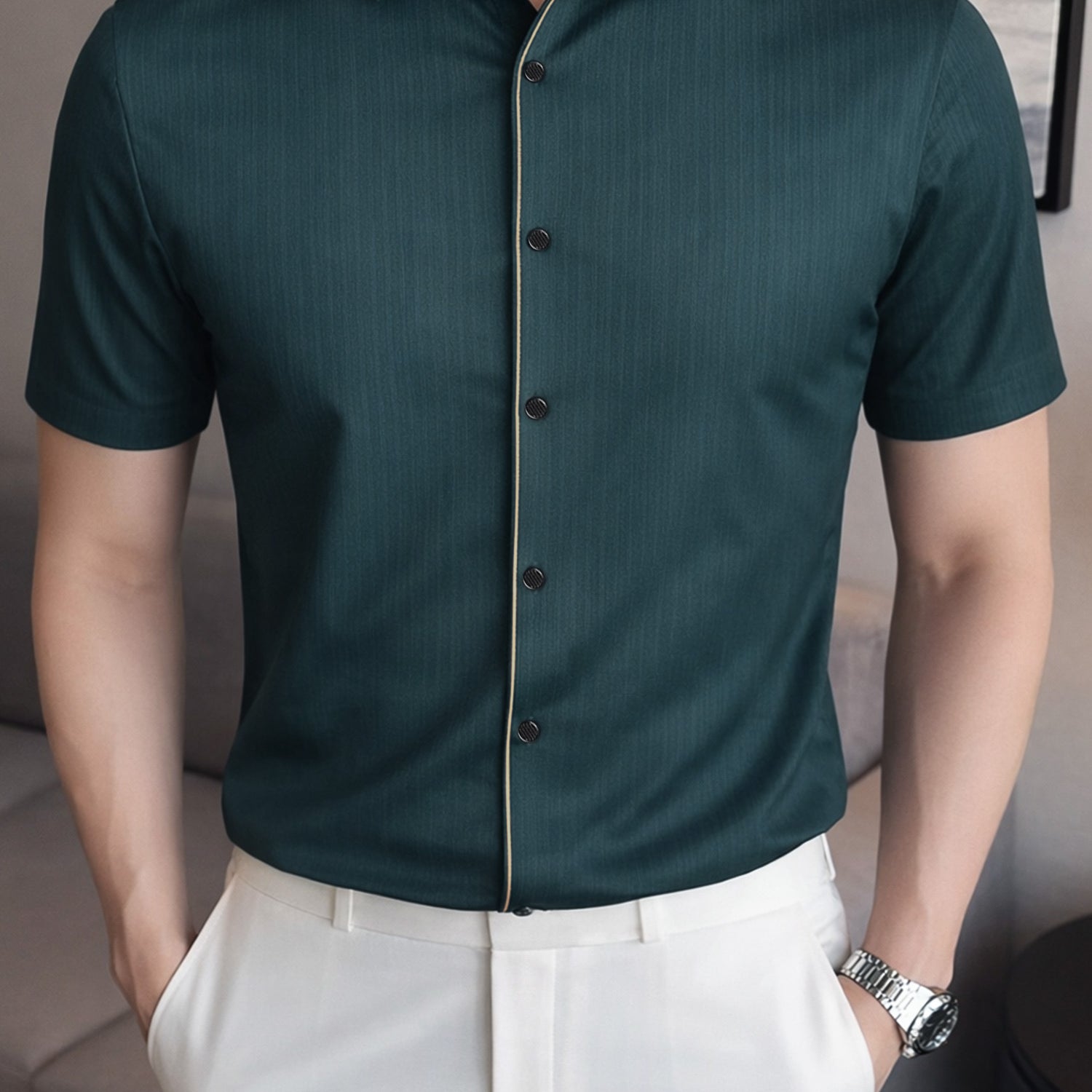 Men's Various Textured Silk Casual Shirt