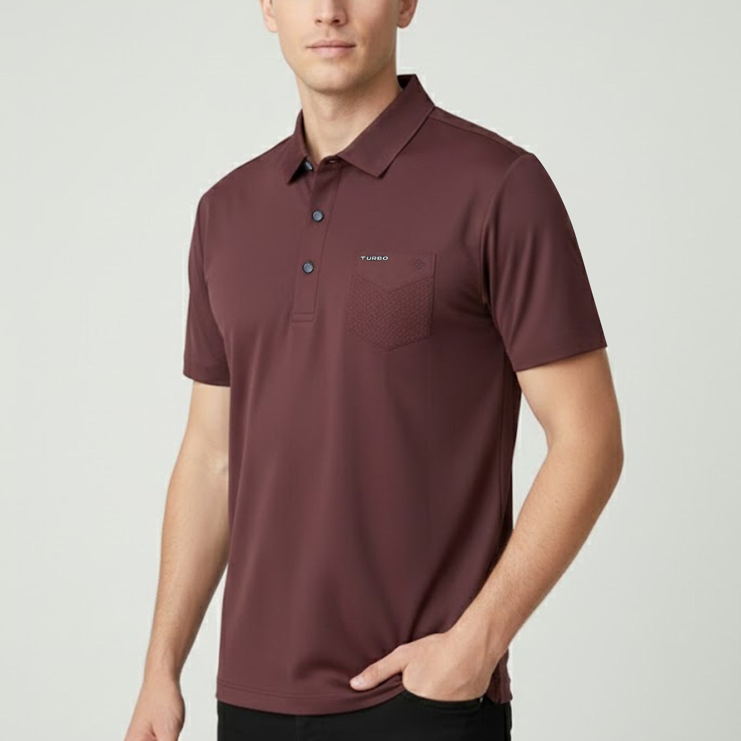 Turbo Embossed Pocket Motif Men's Polo Shirt