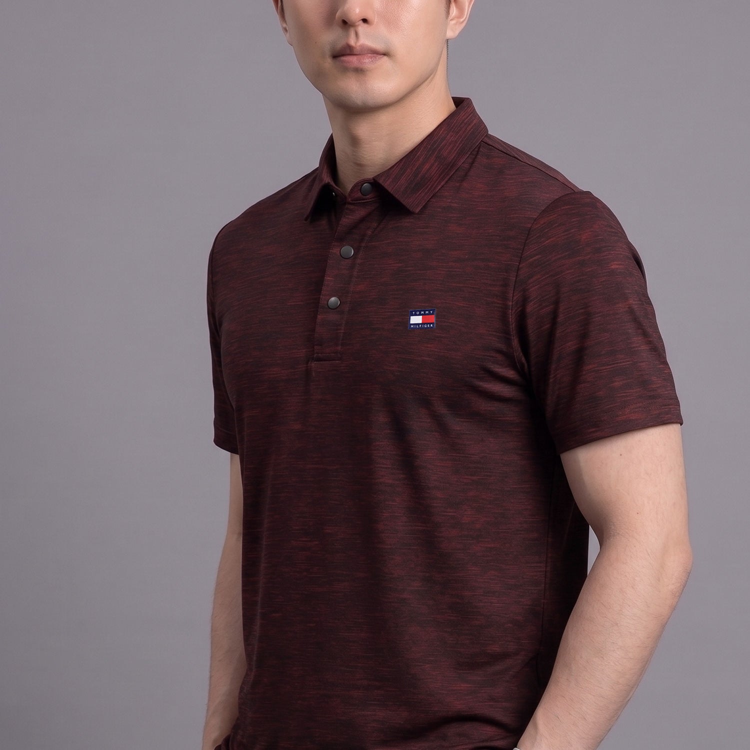 Tmy Modern Fit Performance Imp Dry-Fit Polo In Dark Maroon
