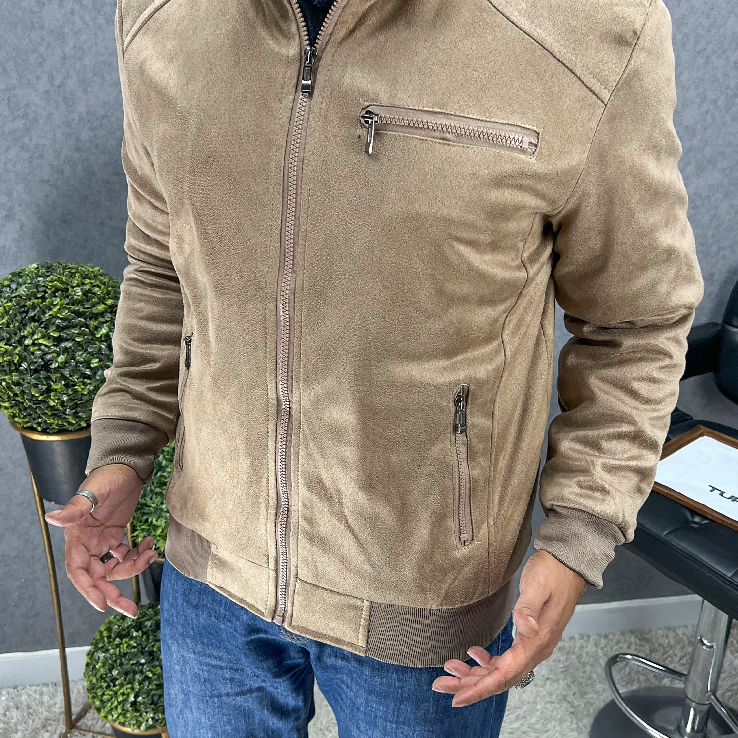 BuckleUp Vintage Zipper Men's Suede Jacket