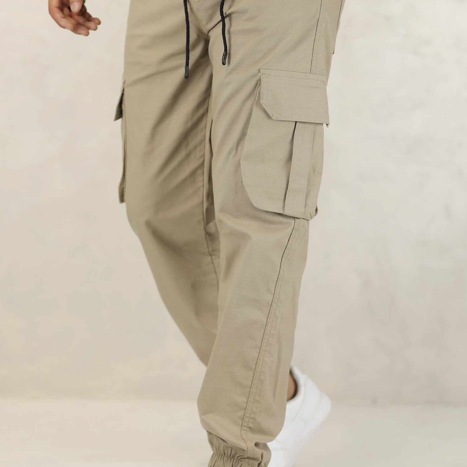 Turbo DrawString Pockets Cotton Loose Bottom Trouser In Dark Skin