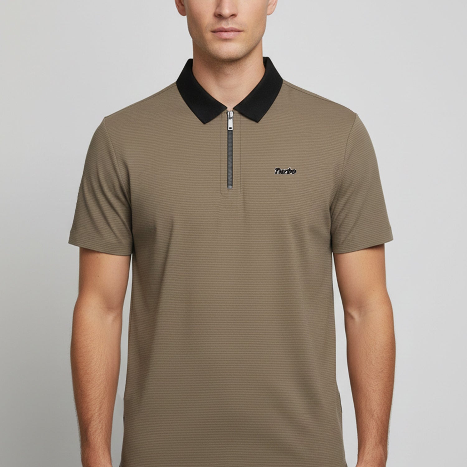 Turbo Fashion Transmission Zip Collar Men's Polo Shirt