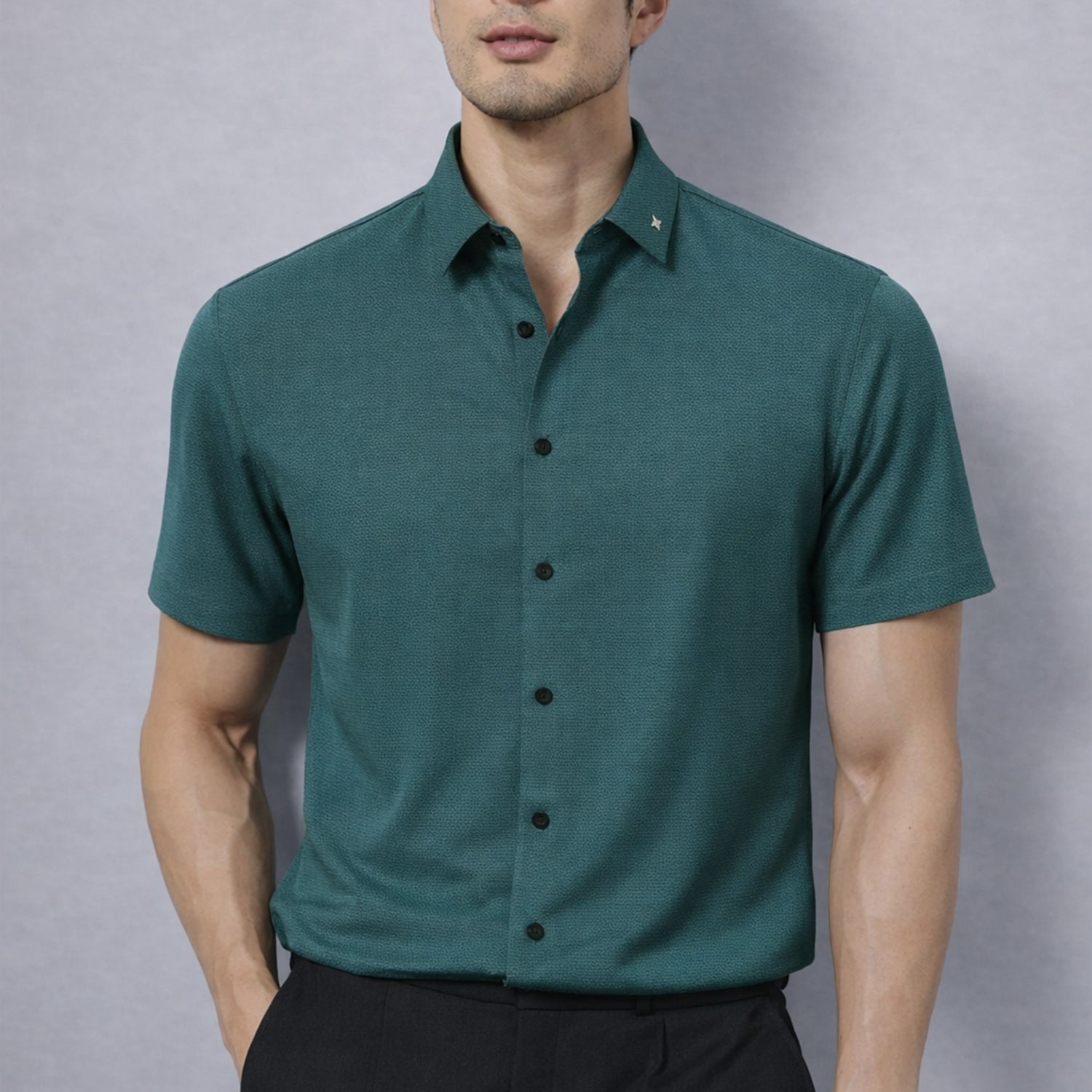 Turbo Textured Finish Button Down Silk Casual Shirt*