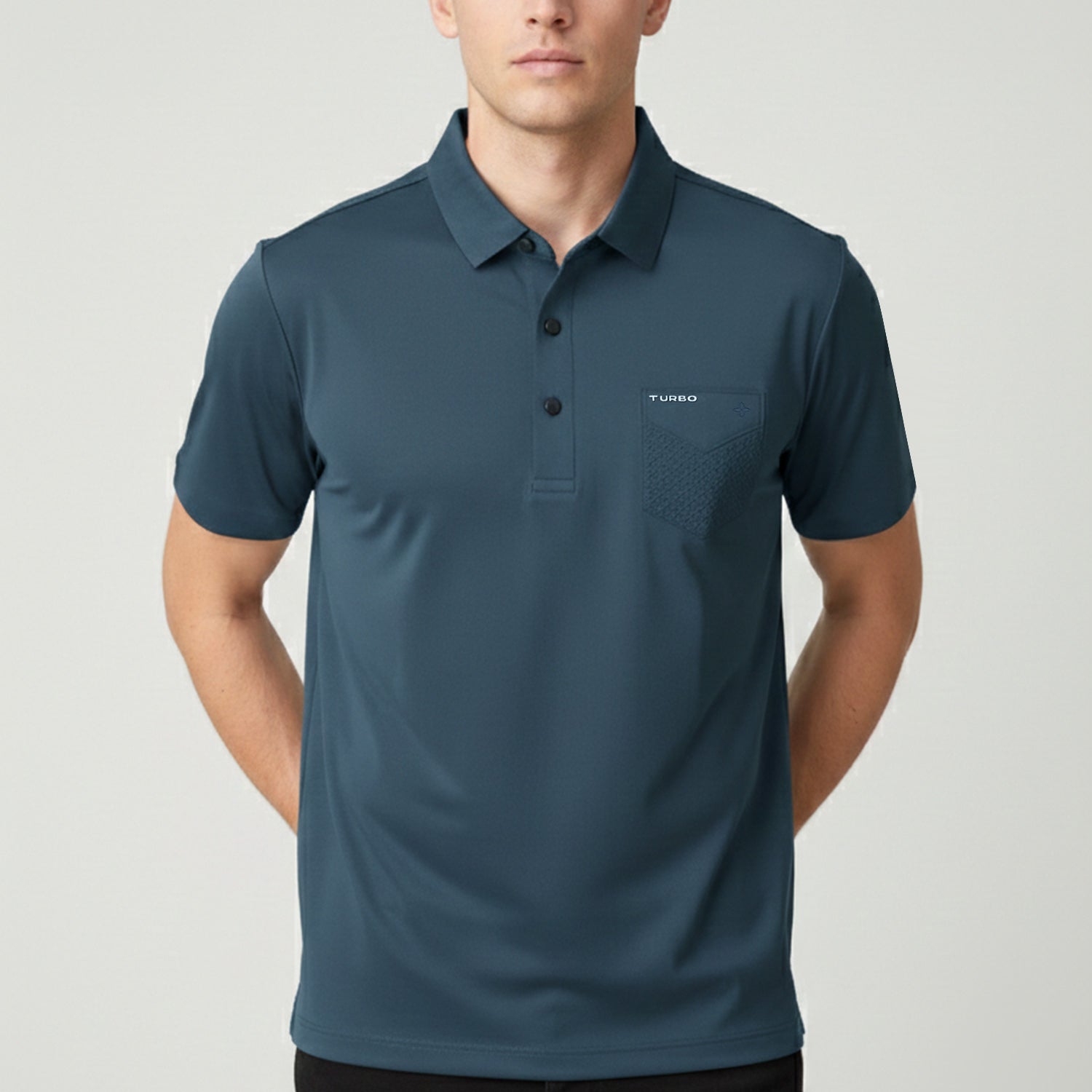 Turbo Embossed Pocket Motif Men's Polo Shirt