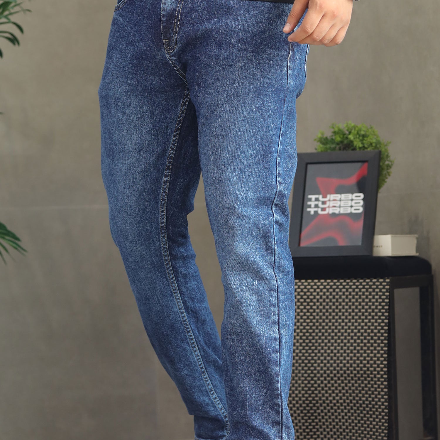 Turbo Regular Straight Slim Fit Denim Jeans