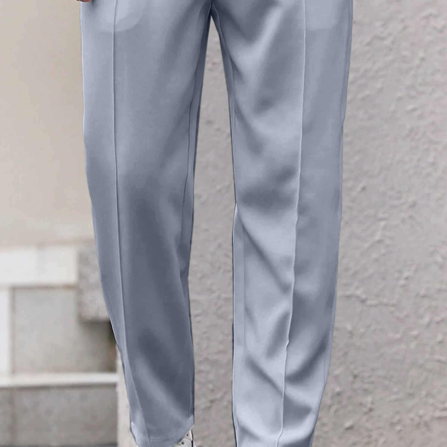 Plain Stripe Line Loose Bottom Trouser In Grey