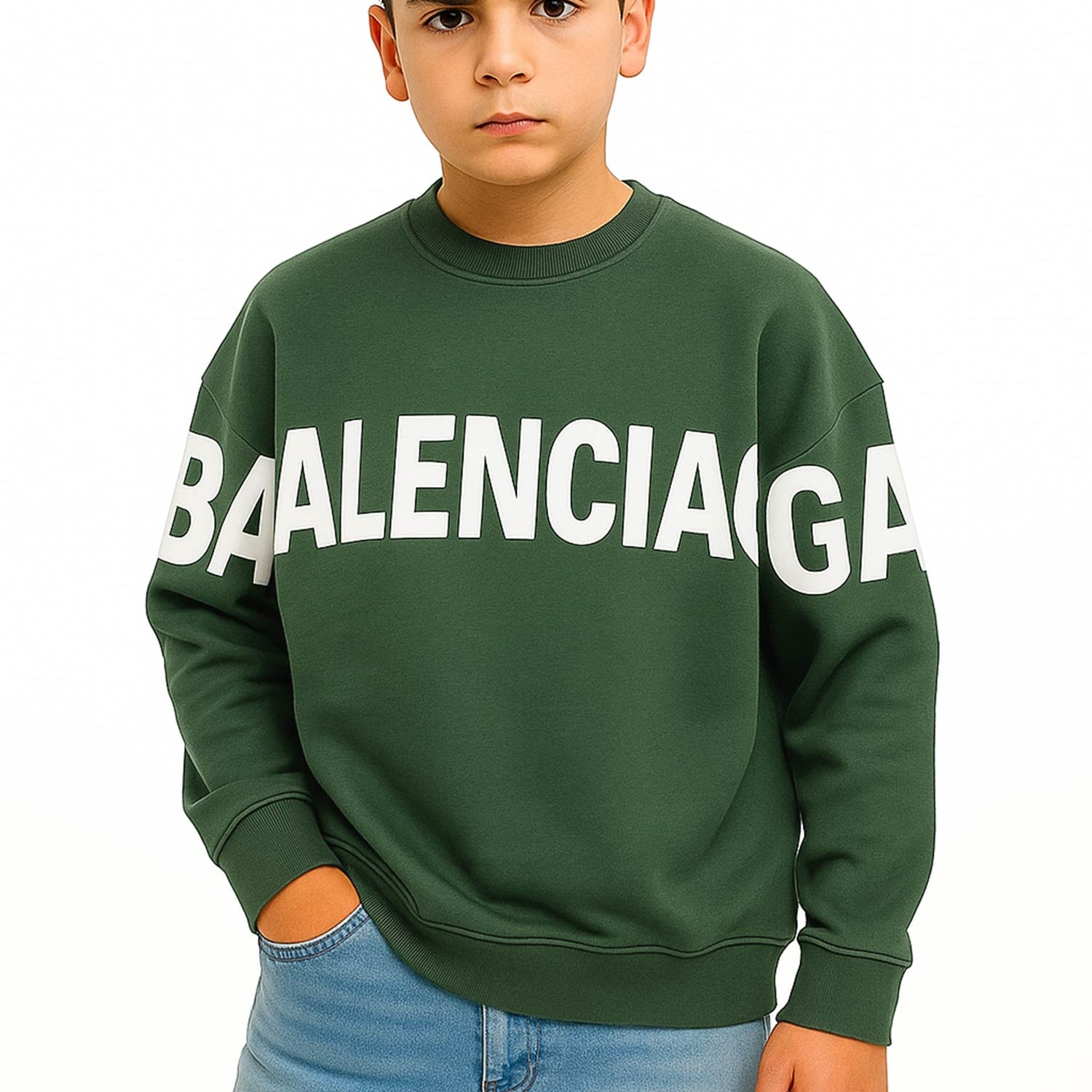 Blncaga Crewneck Typography Print Unisex Kids Sweatshirt