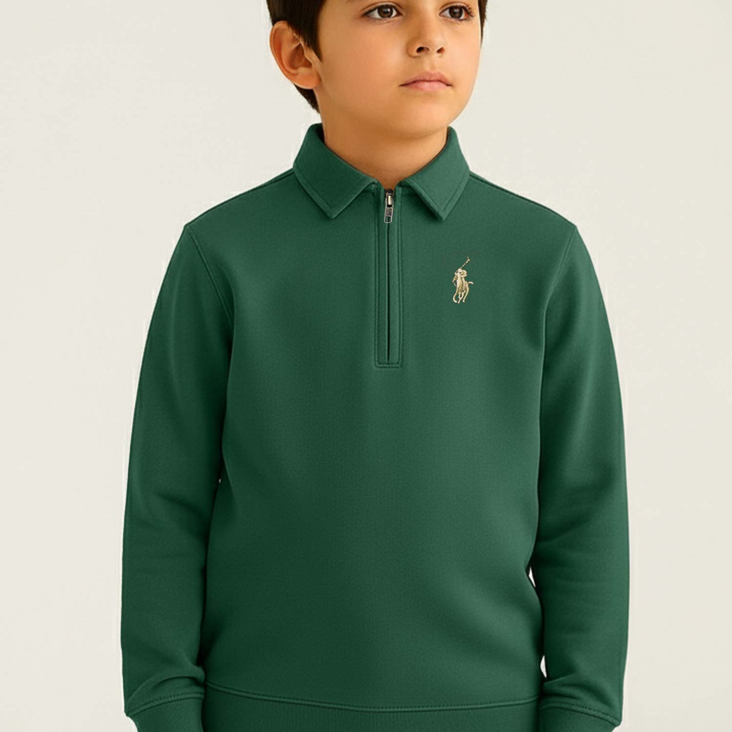 Rph Lren Polo Stylish Half-Zip Collared Unisex Kids Sweatshirt