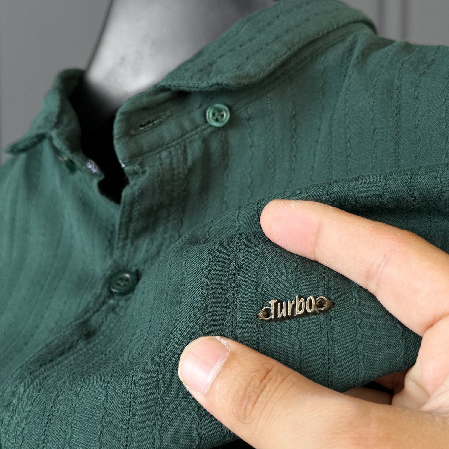 Turbo Billy Textured Knit Long Sleeve Cotton Casual Shirt