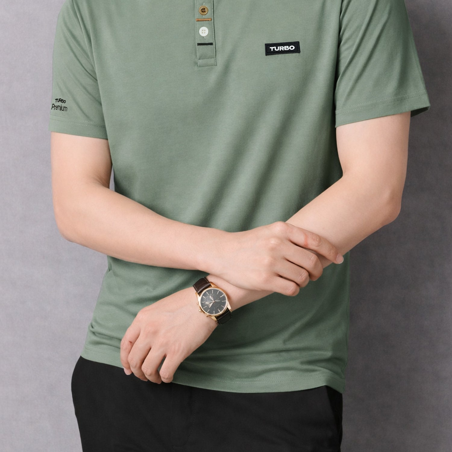 Turbo Henley Neckline Men's Tee