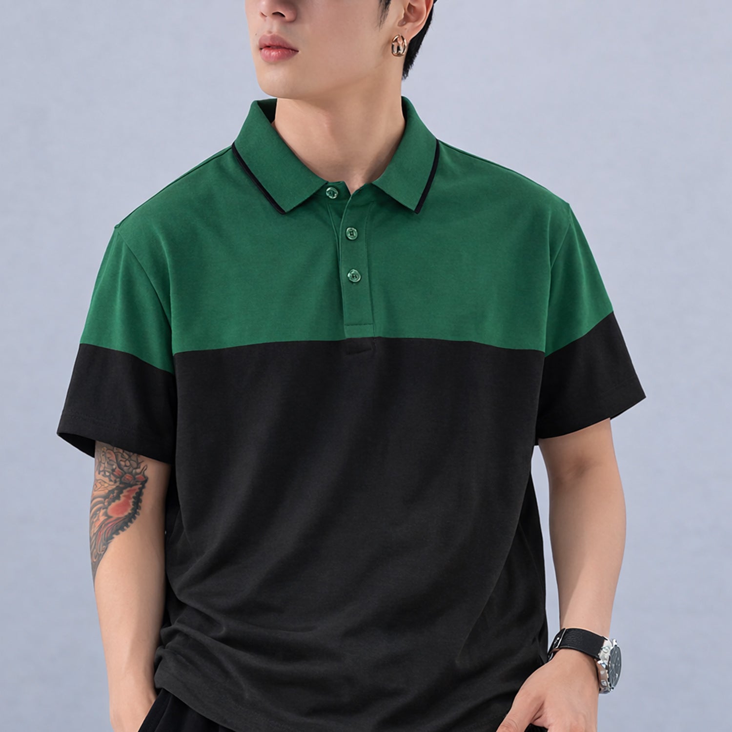 Turbo Color-Blocked Panel Style Men's Polo T-Shirt