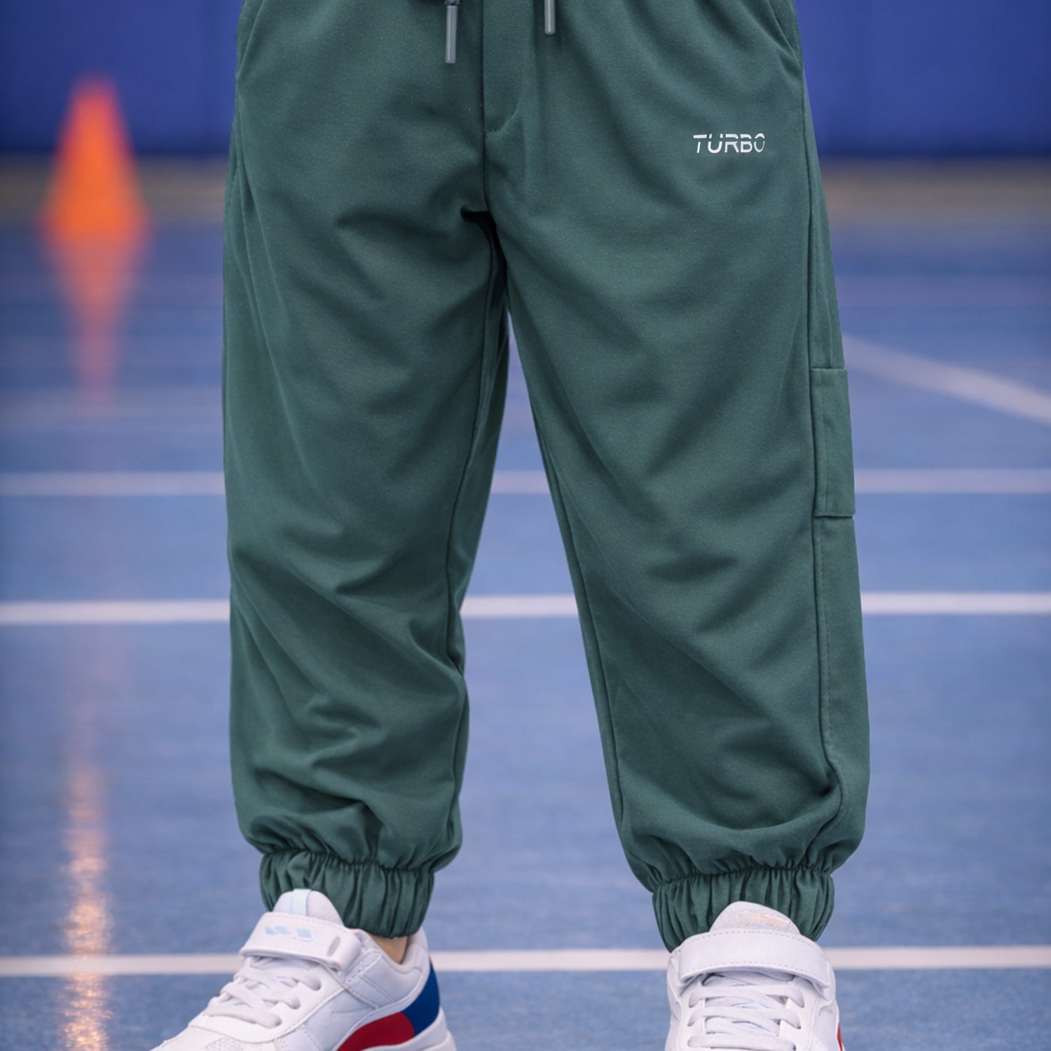 Turbo Fit Premium Micro Sportswear Kids Trousers For Boys In Green