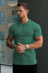 Turbo Signature Script Zip-Placket Men's Polo Shirt