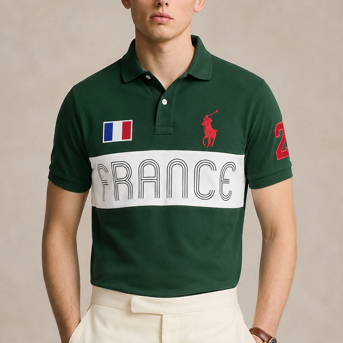 Plo Rph Lren France Big Logo Rugby Men's Polo Shirt