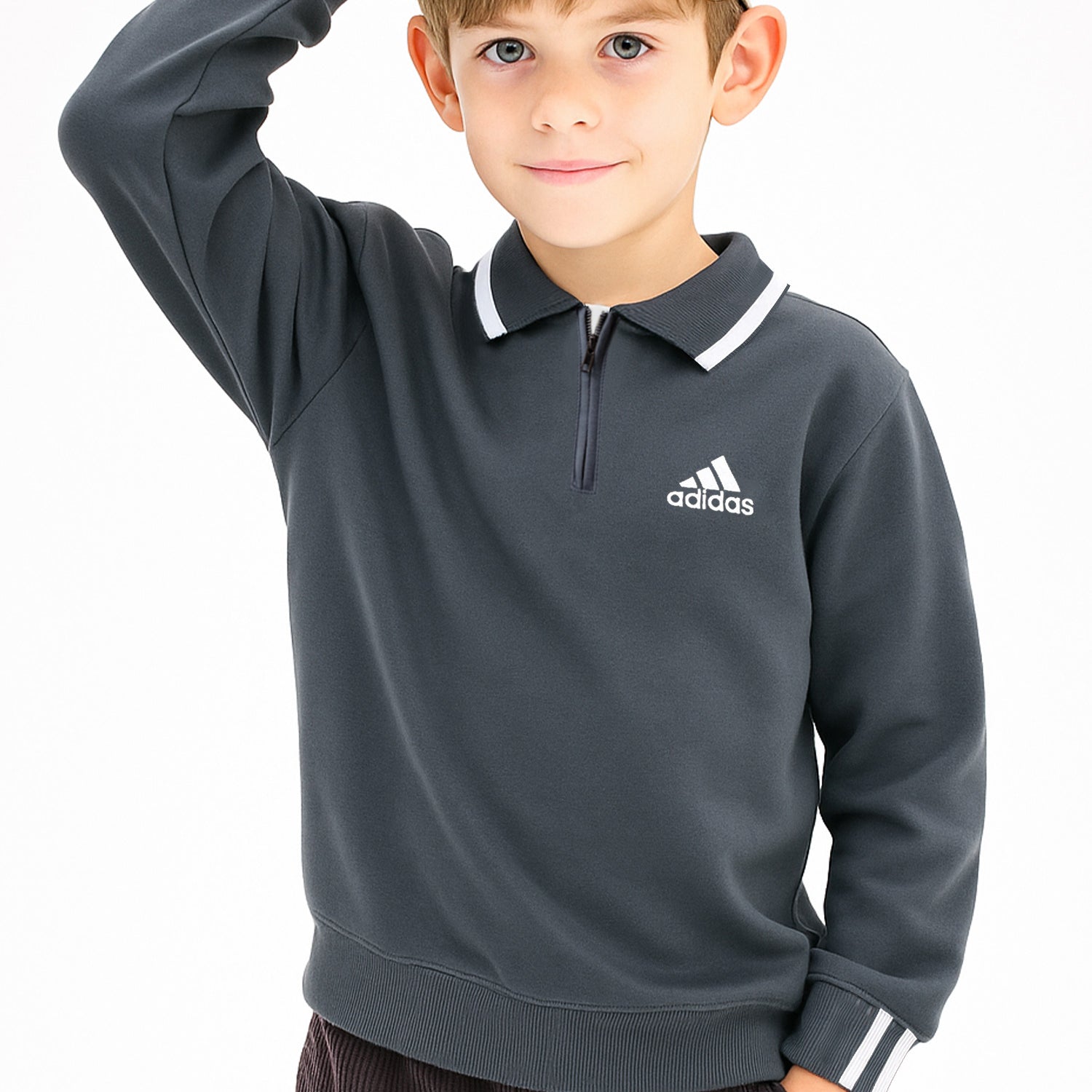 Adds Arm Rib Stripes Unisex Kids SweatShirt