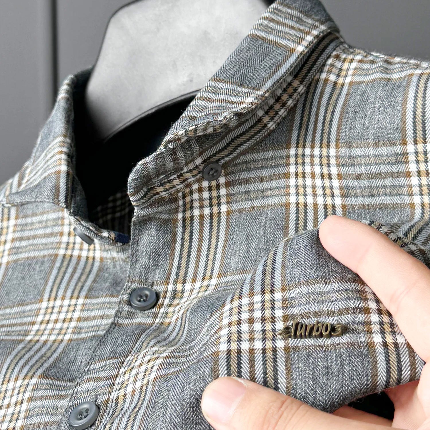 Turbo Tattersall Checkered Long Sleeve Cotton Casual Shirt