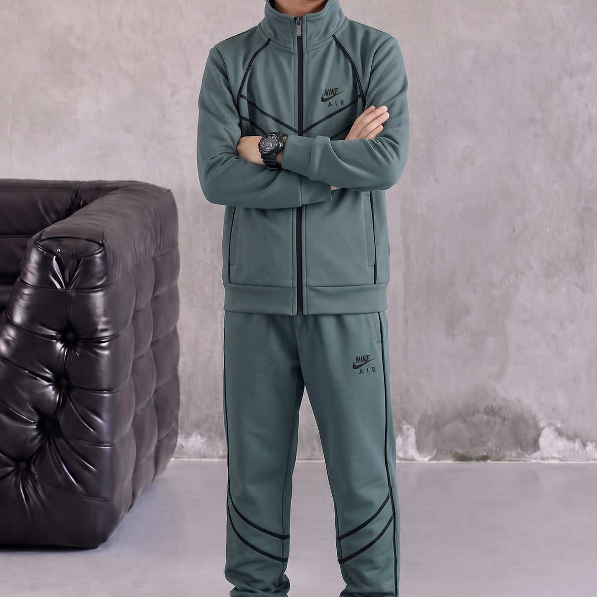 Nke Performance Runner Zipper Kid's Co-Ord Set In Grey