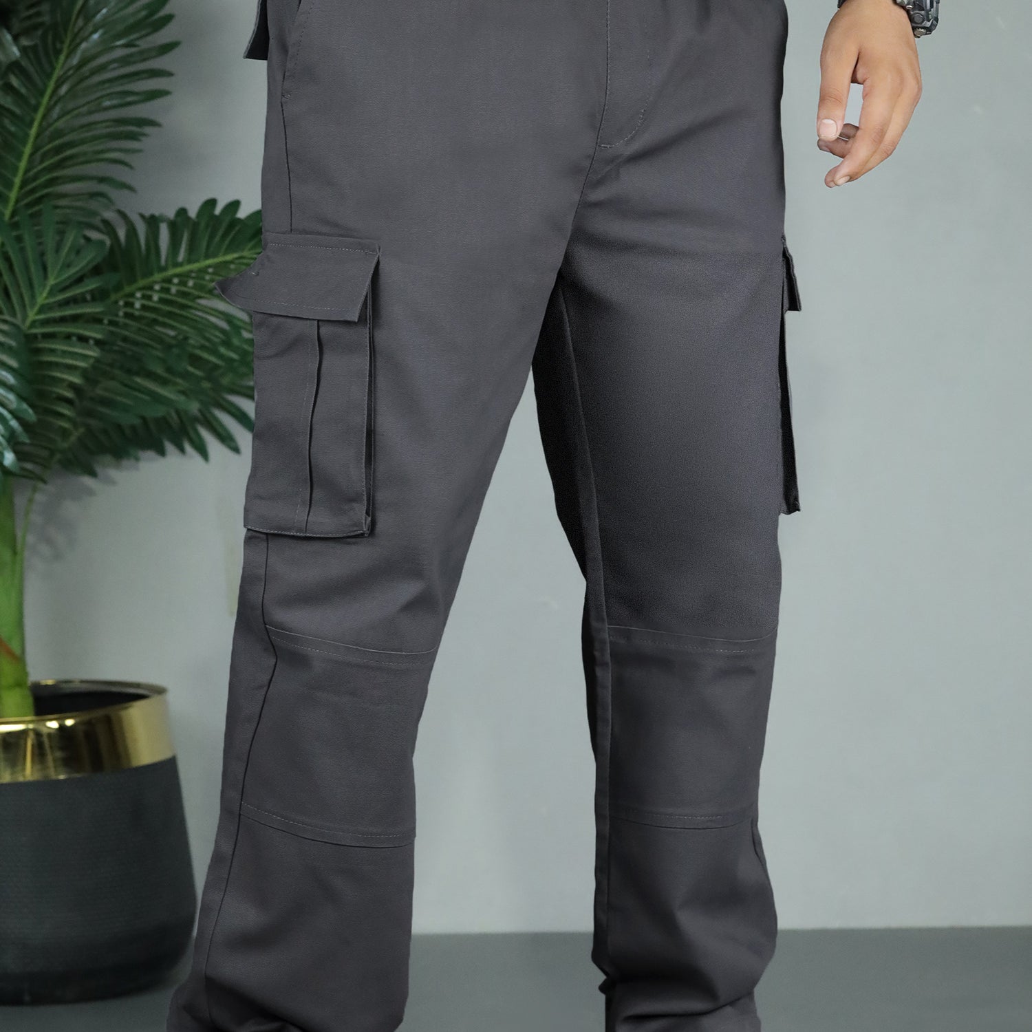Turbo Essential Side Pockets Cargo Trouser In Grey