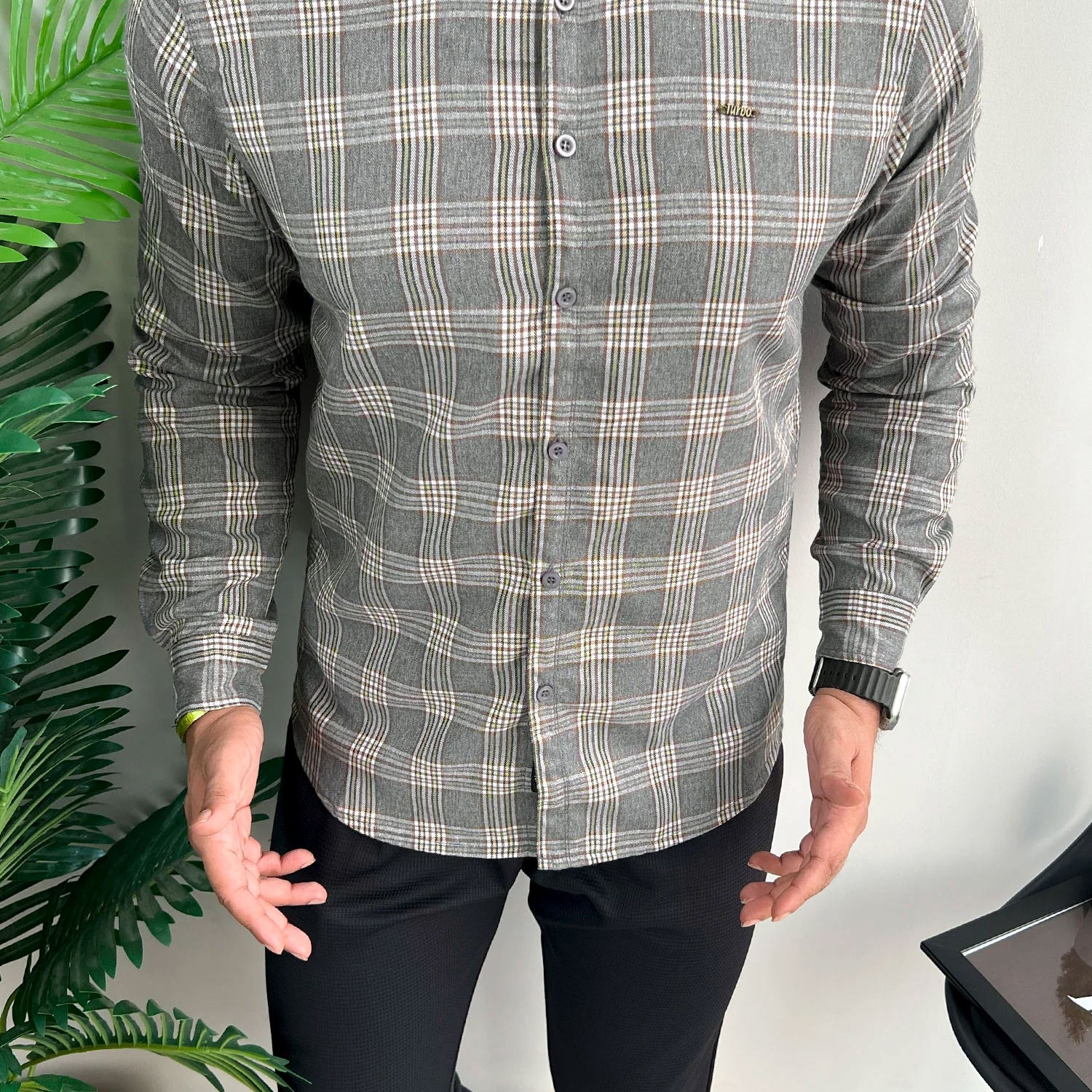 Turbo Tattersall Checkered Long Sleeve Cotton Casual Shirt
