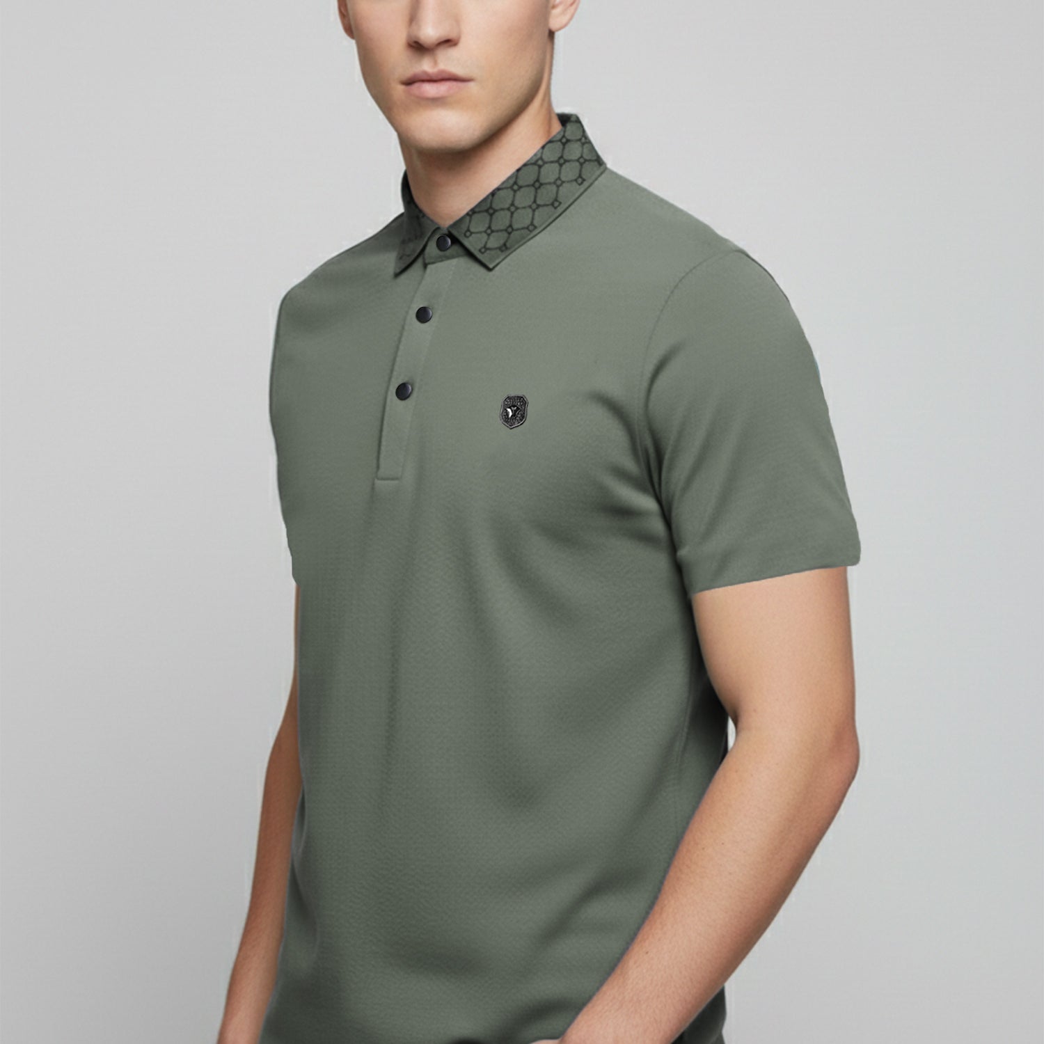Turbo Diamond Motif Collar Stitchless Men's Polo Shirt