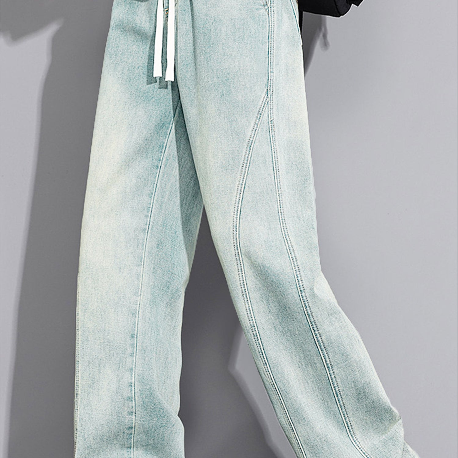 Turbo Casual Wide-Leg Denim Cargo Jeans