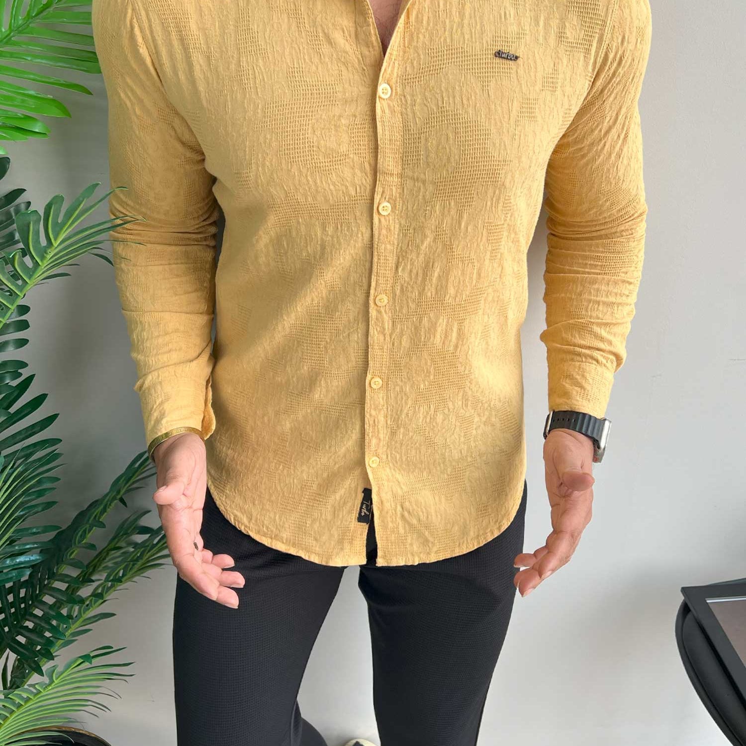 Turbo Vintage Patterend Long Sleeve Cotton Casual Shirt