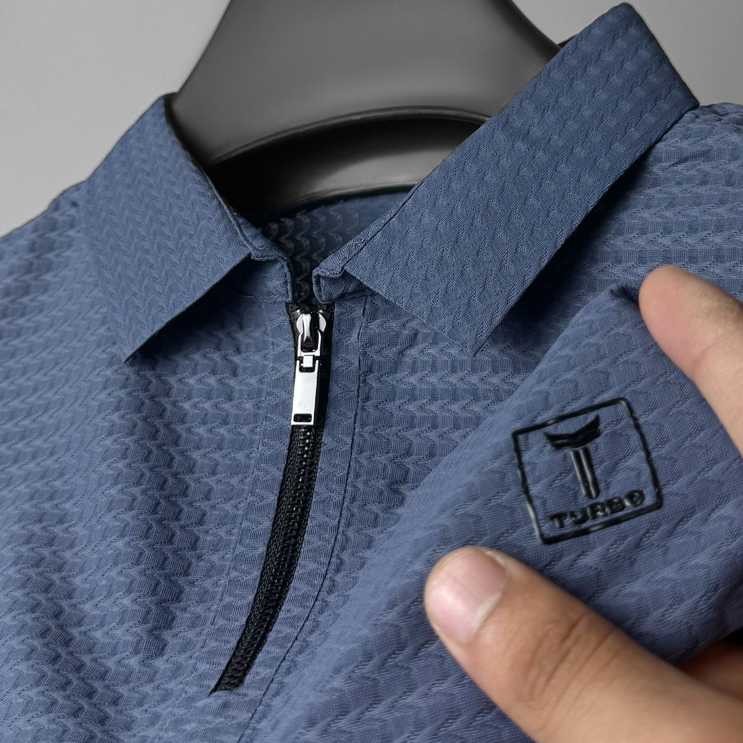 Turbo Elite Weave Textured Zipper Men's Polo Shirt