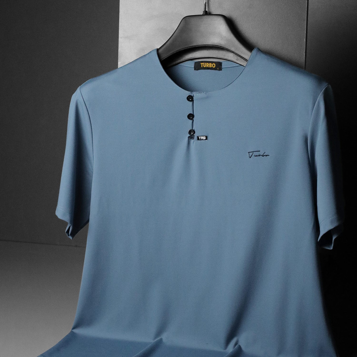 TRB Henley Neck Button Placket Men's Tee