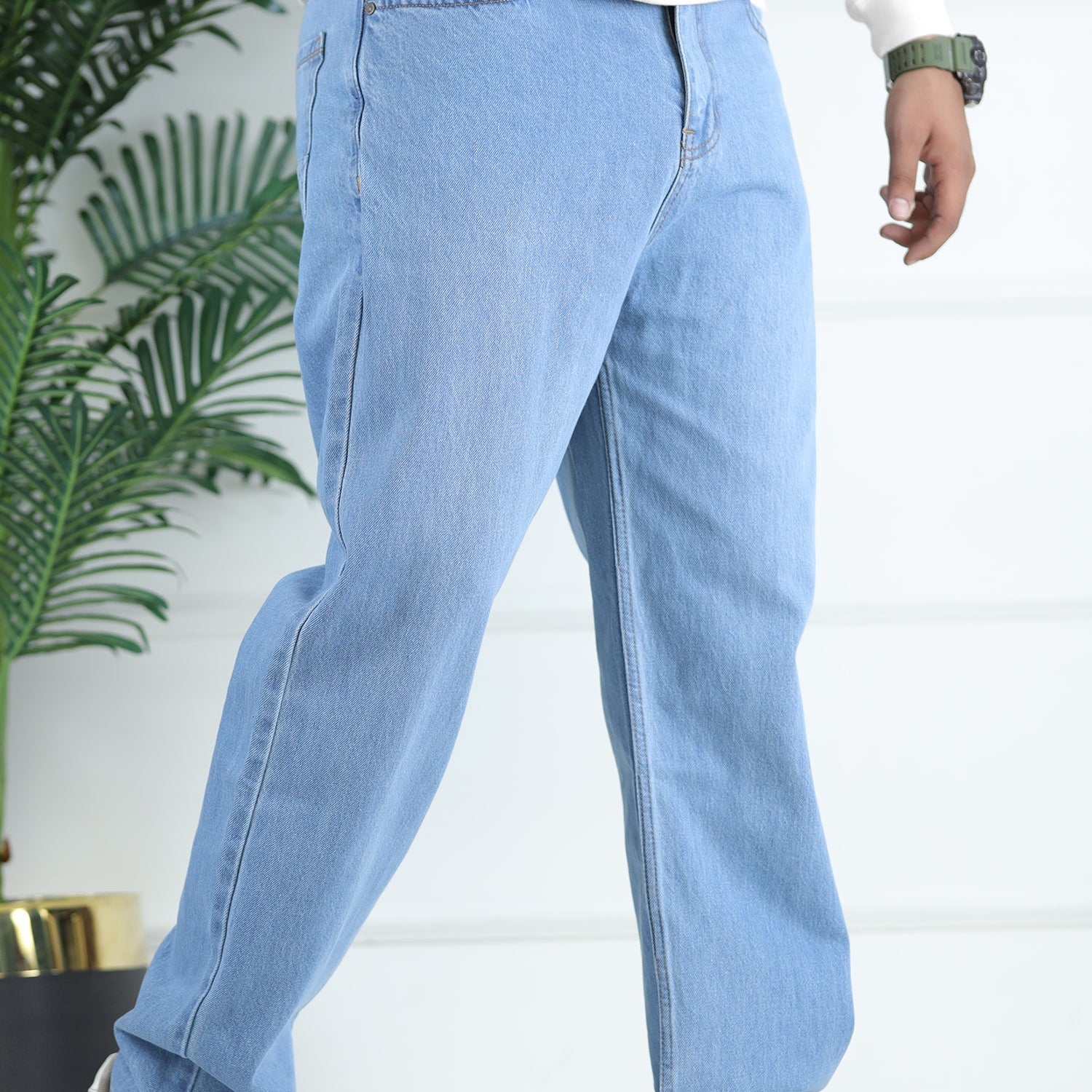 Turbo Men's Water Washed Baggy Jeans In Light Blue