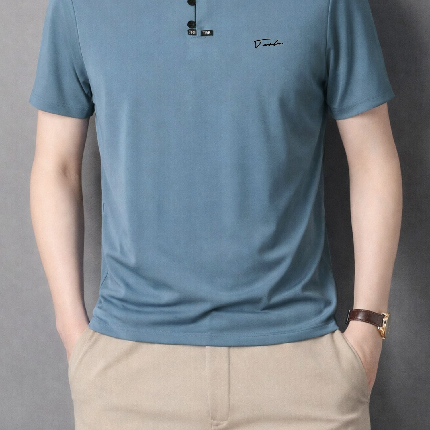 TRB Henley Neck Button Placket Men's Tee*