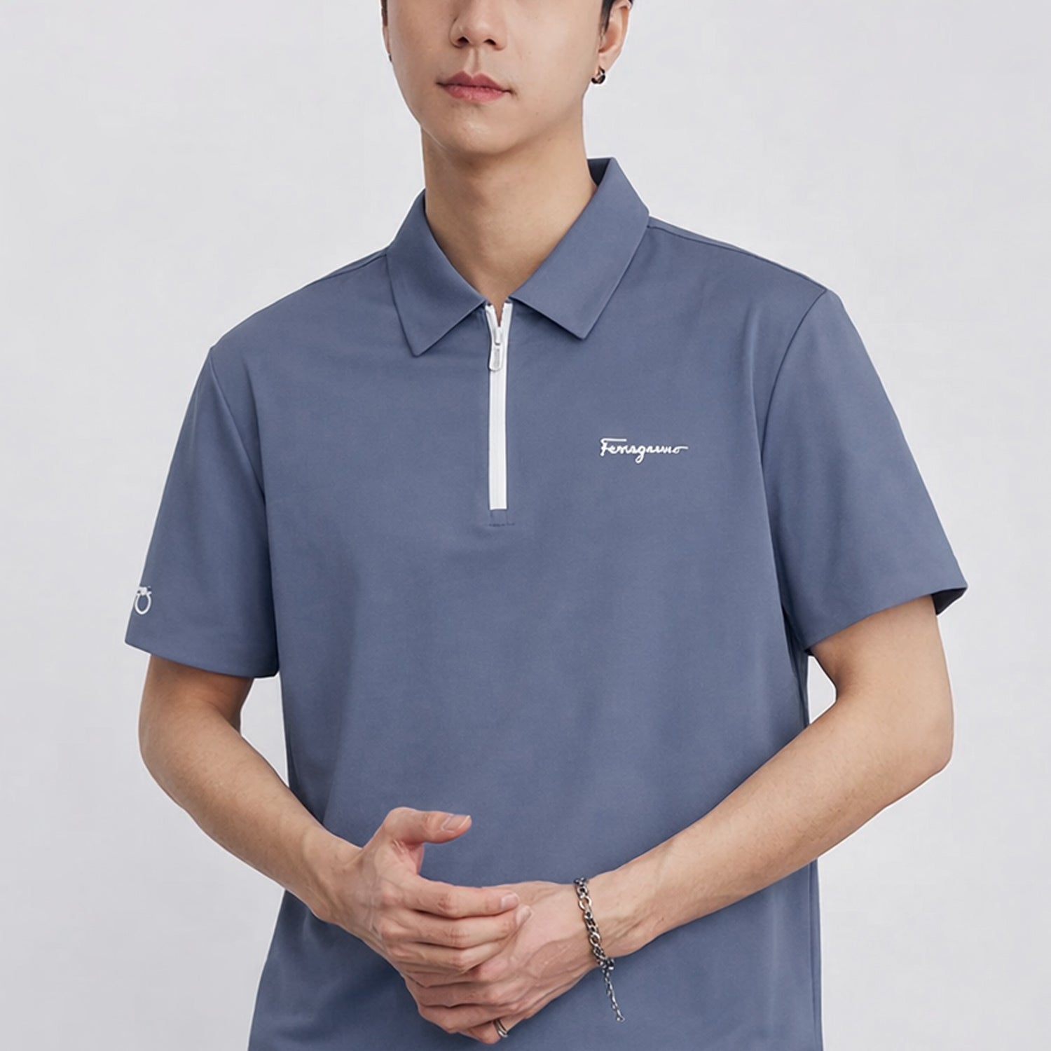 Fergmo Zipper Closure Style Men's Polo Shirt