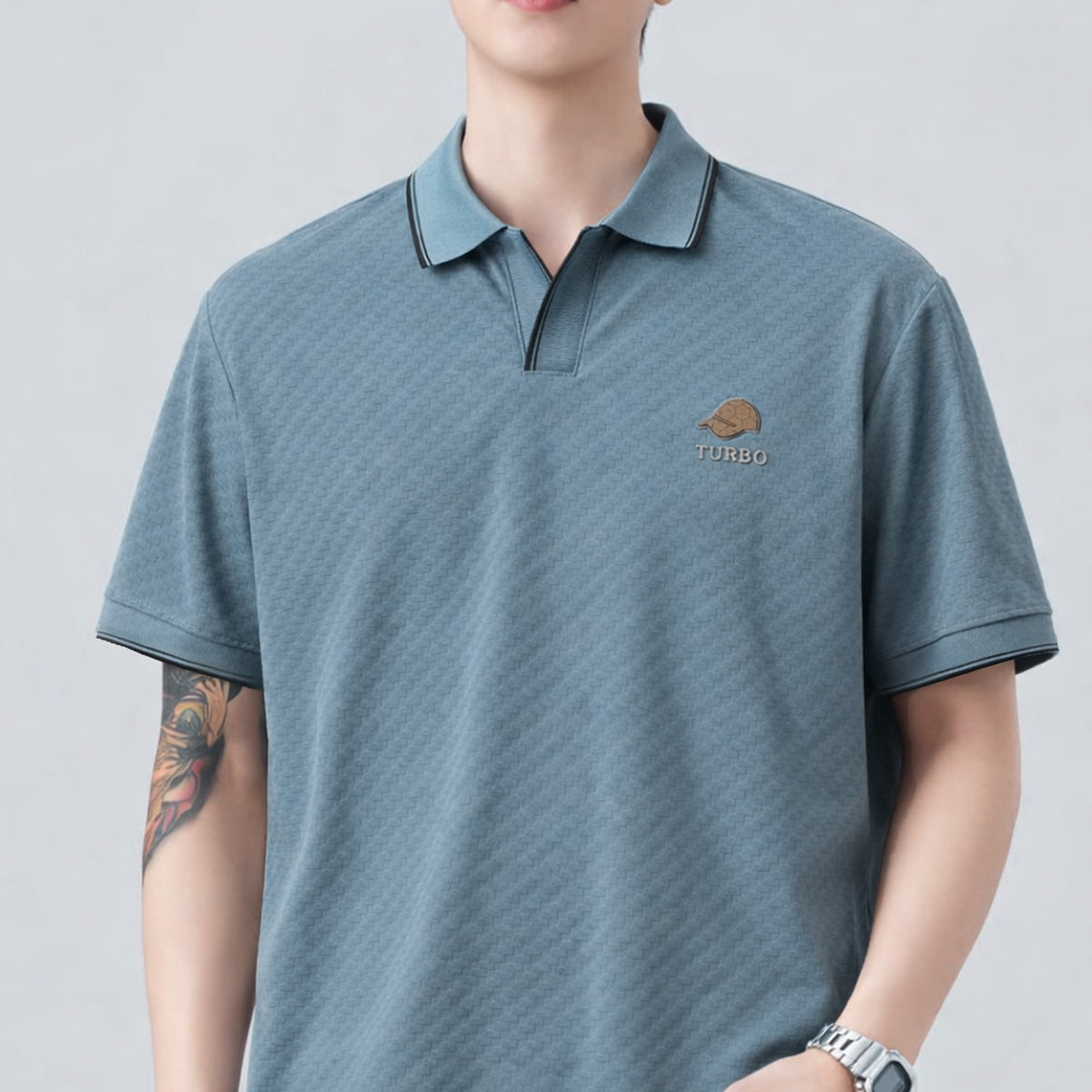 Turbo Distinctive V-Neck Collar Polo T-Shirt