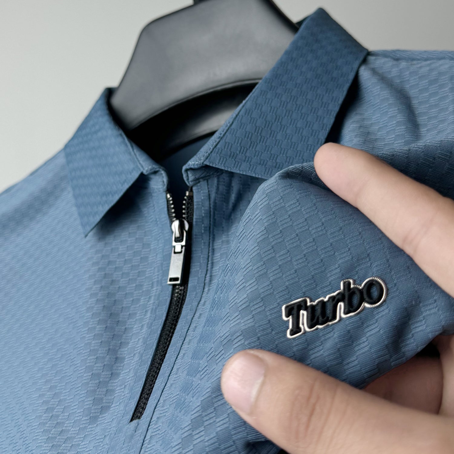 Turbo Abstract Symmetry Zip-Collar Men's Polo Shirt