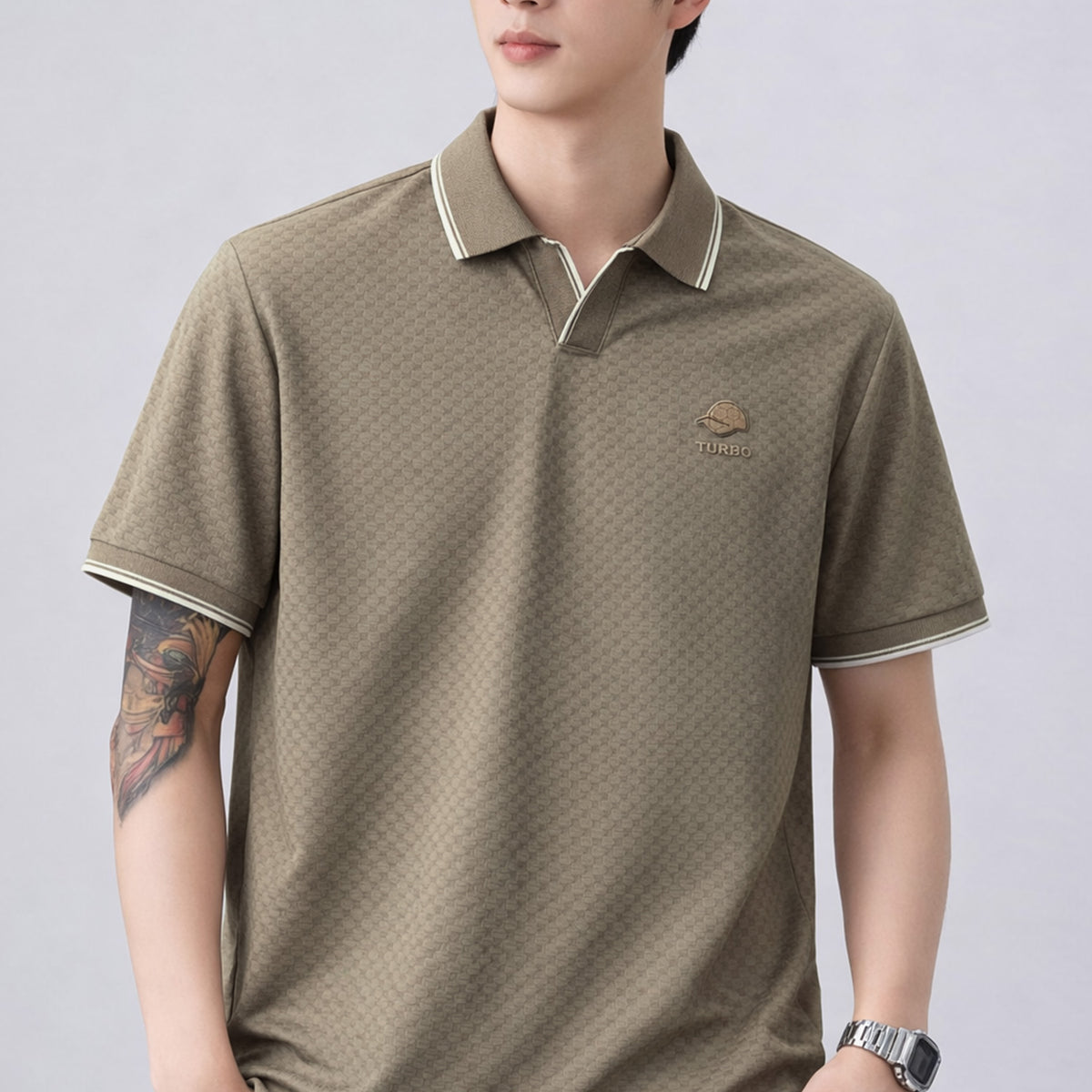 Turbo Distinctive V-Neck Collar Polo T-Shirt