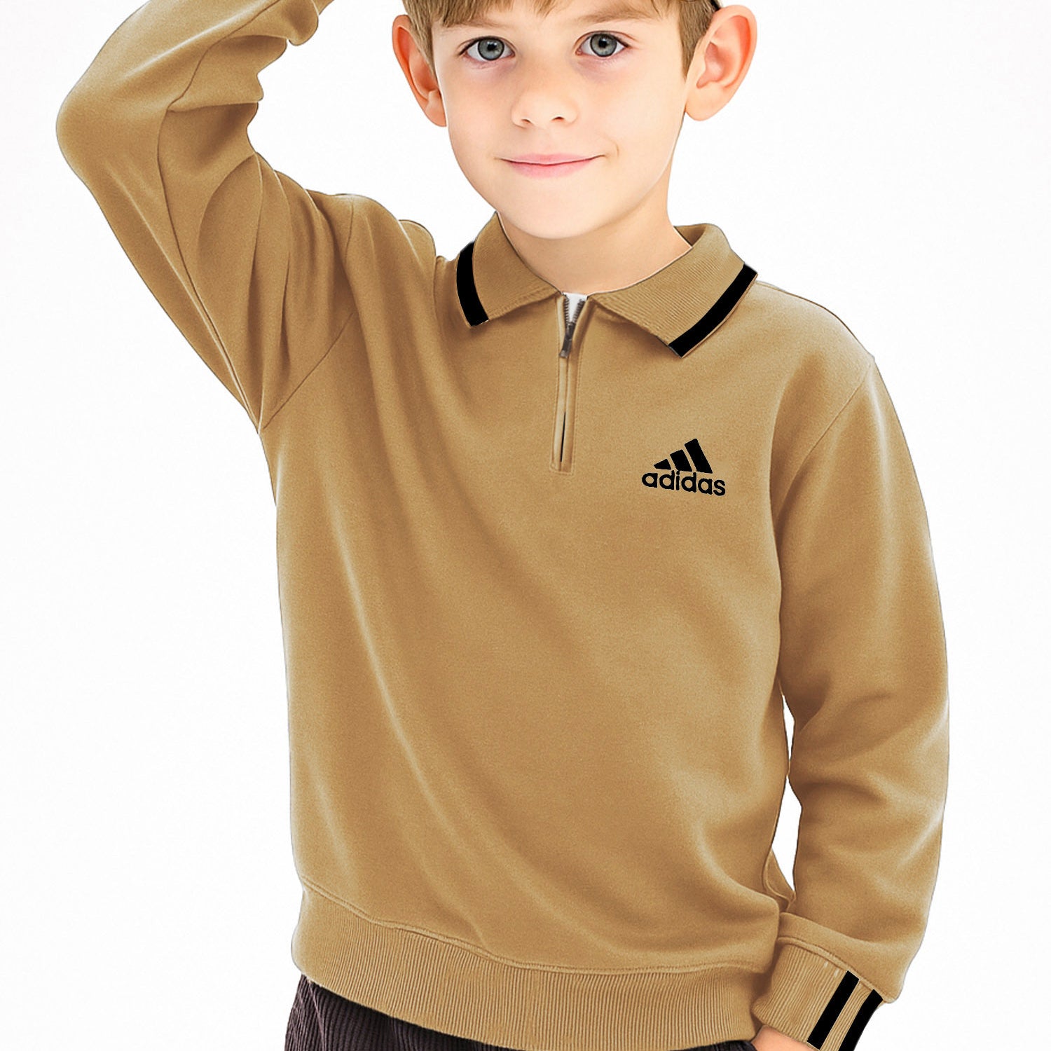 Adds Arm Rib Stripes Unisex Kids SweatShirt