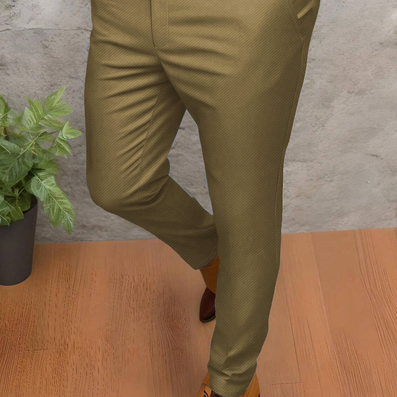 Turbo Urban Executive Slim Fit Cotton Pant In Light Camel