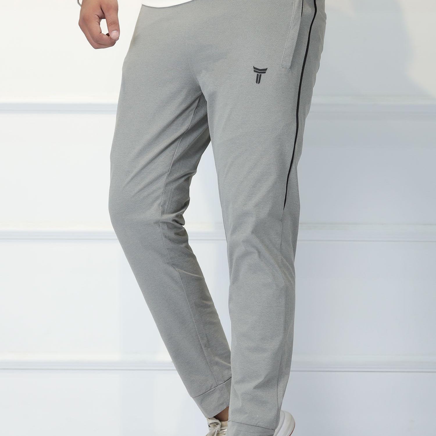 Turbo 'TRB Club' Side Striped Men's Dry-Fit Trouser In Light Gray
