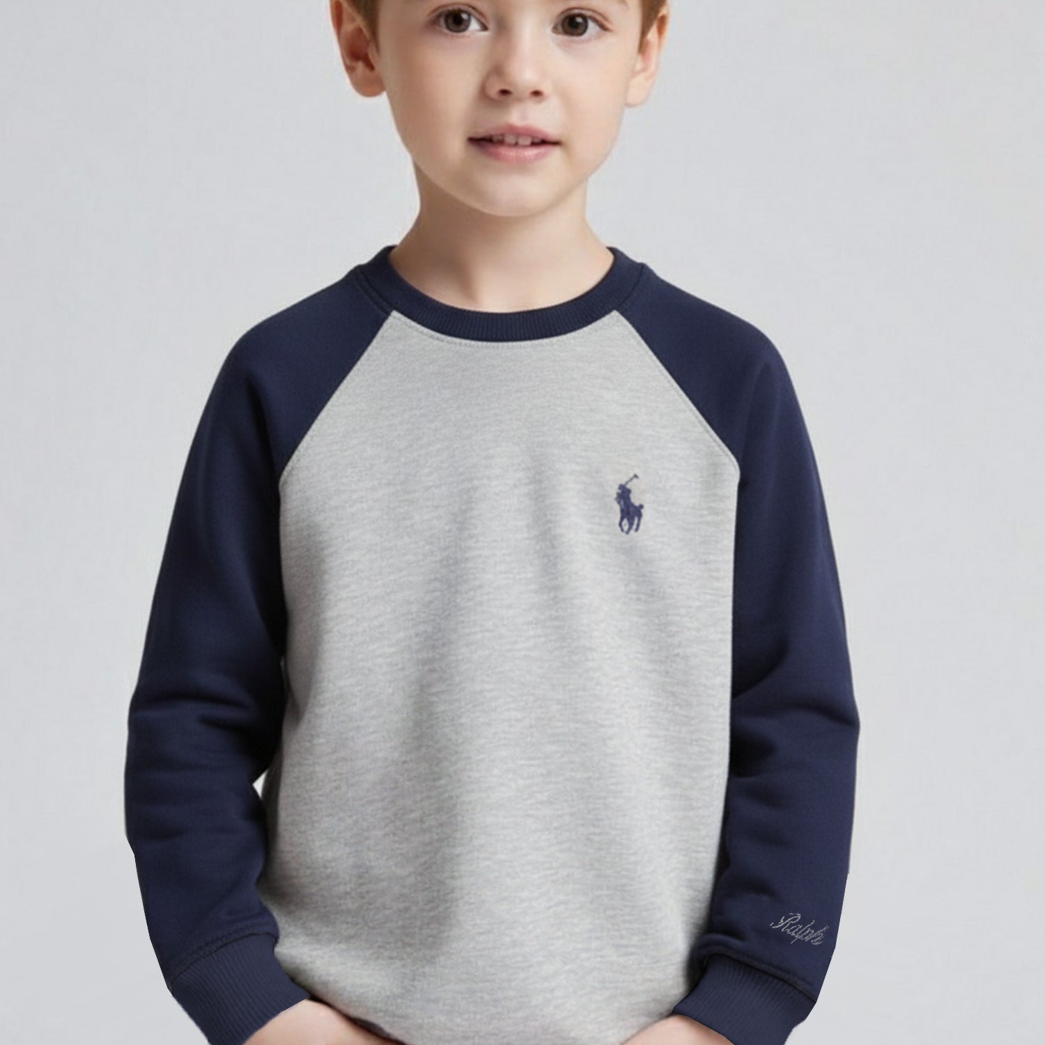 Polo Blocked Cotton Jumper Round Neck Unisex Kids SweatShirt