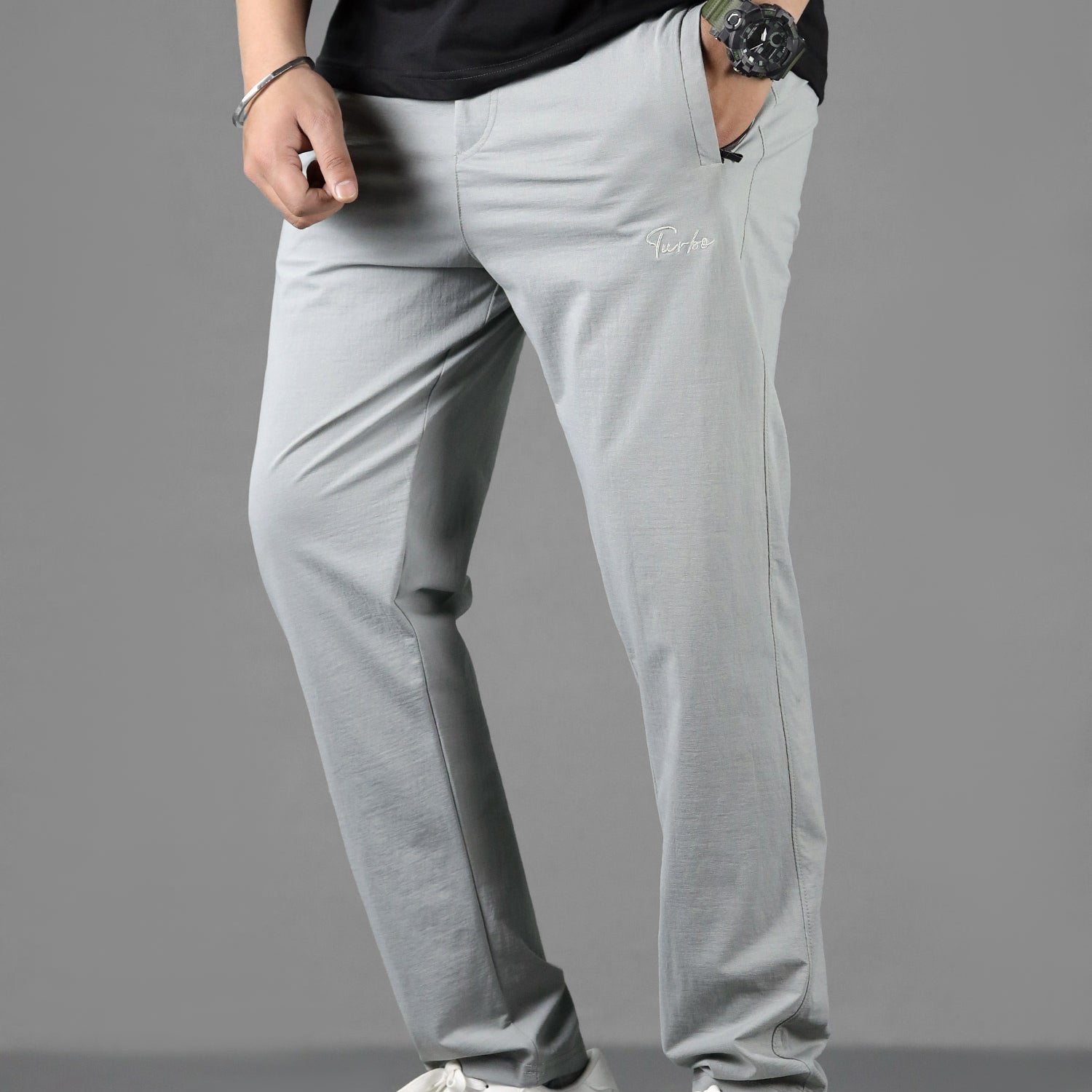Turbo Premium Style Slim-Fit Trouser In Light Grey