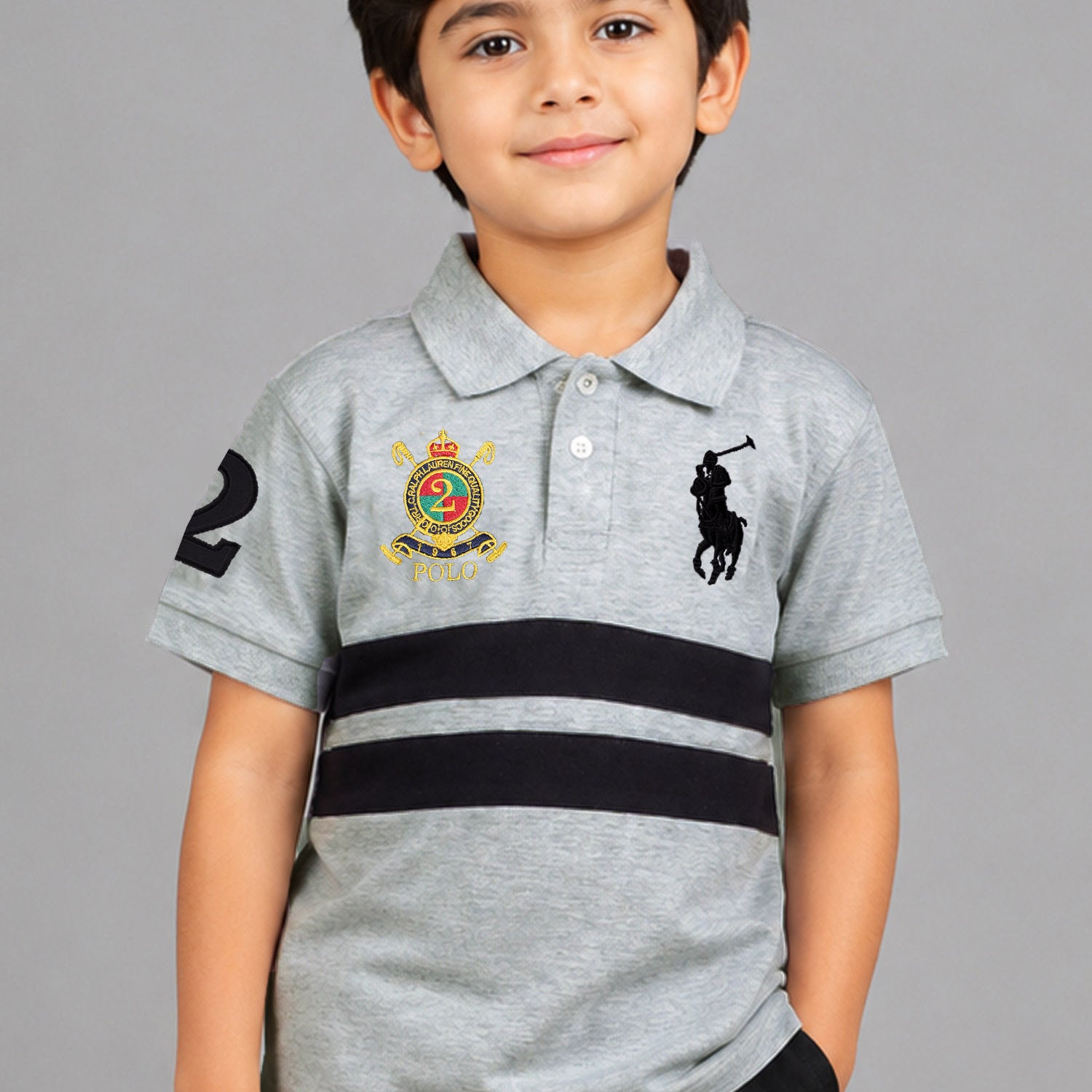 Plo Rph Lren Custom Slim Fit Crest Mesh Kids Polo Shirt
