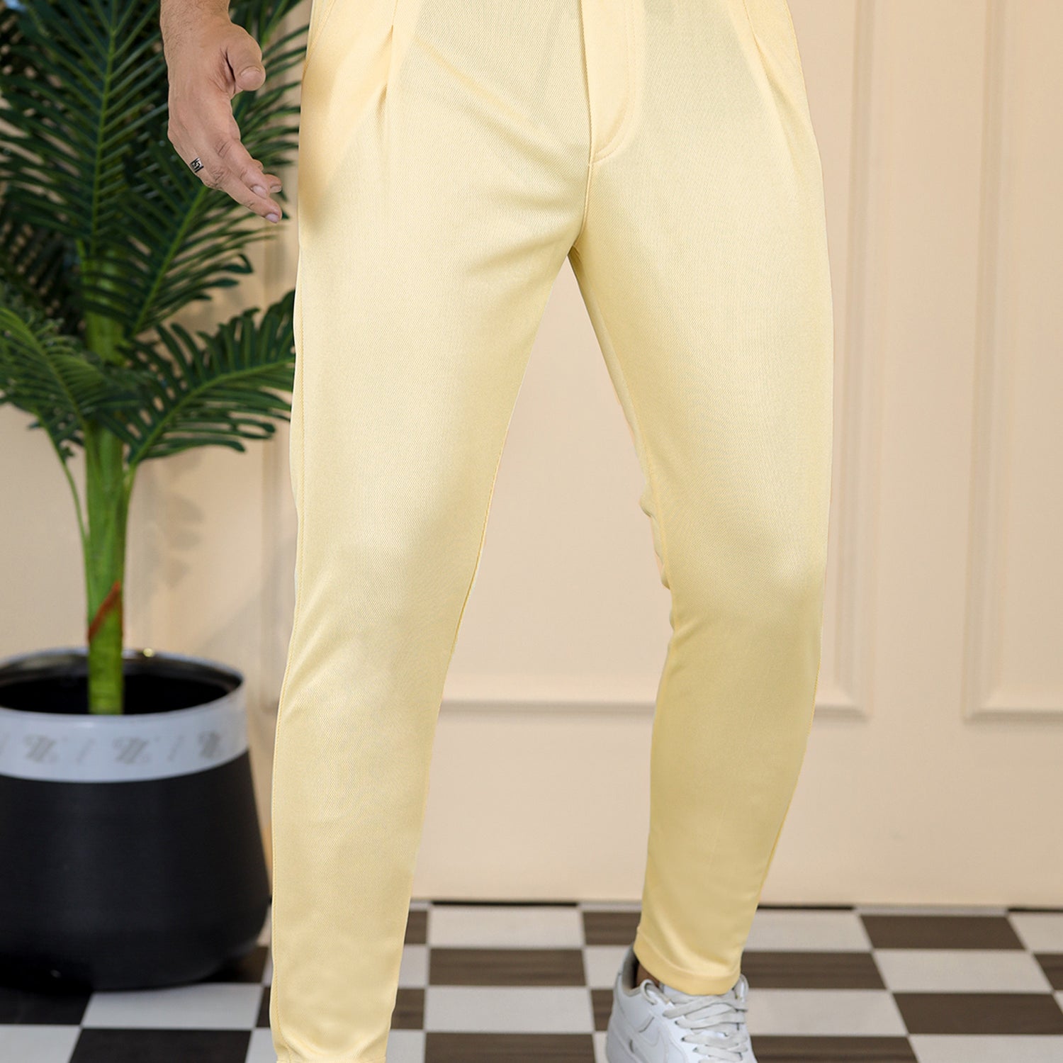 Turbo Straight Leg Lace-Up SlimFit Trouser In Light Lemon