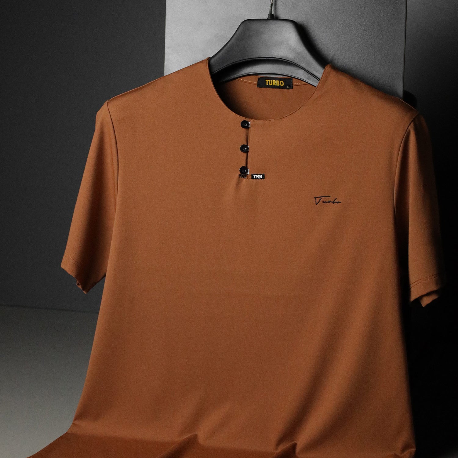 TRB Henley Neck Button Placket Men's Tee