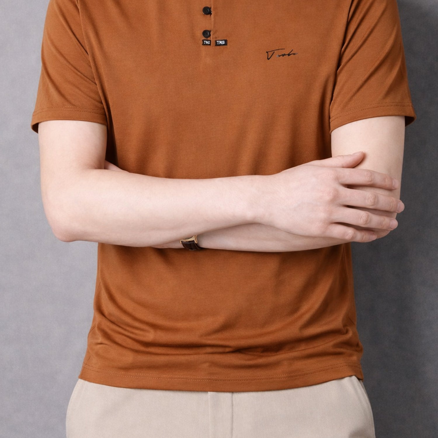 TRB Henley Neck Button Placket Men's Tee*
